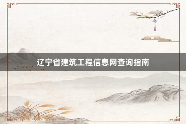 辽宁省建筑工程信息网查询指南